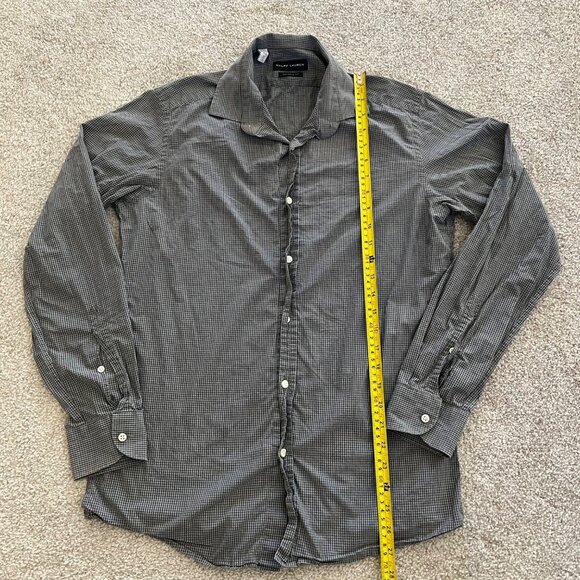 Ralph Lauren Black Label Tailored Fit Checkered Button Down Made in Italy M - Picture 4 of 6